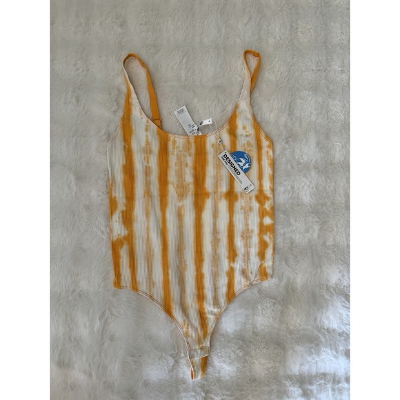 Women's Sexy Cupshe Cali Rib Orange Tie‎ Dye Body Suit Size Medium - Picture 3 of 9